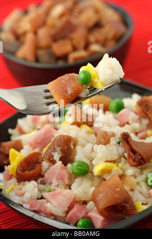 Cucinato cochayuyo alga con riso e verdure (Durvillaea Antartide) ricetta disponibile Foto Stock