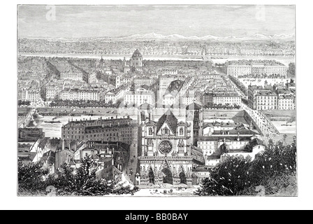 Vista generale di Lione Foto Stock