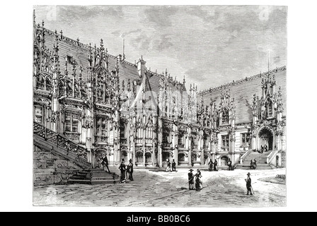 Palias de Giustizia tetto a Rouen in Normandia Francia Europa Rouen Palais de Justice Normandia Francia travel Normandie tribunale roo Foto Stock