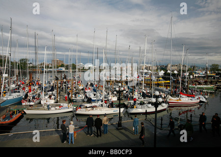 Barche a vela nel porto interno per la Swiftsure regate in Victoria, BC, Canada. Foto Stock