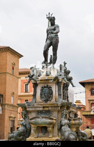 Fontana del Nettuno da Gianbologna Bologna Italia Foto Stock