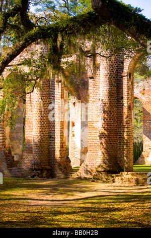 Vecchio Sheldon rovine della chiesa della contea di Beaufort, Carolina del Sud e Stati Uniti d'America Foto Stock