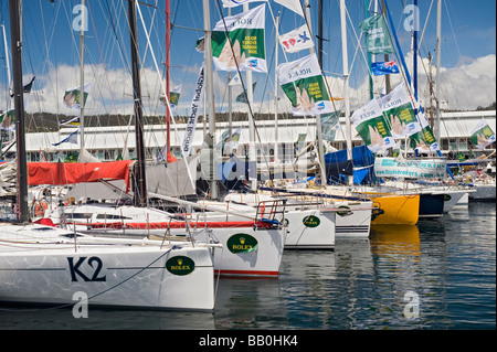 Linea di arrivo nel porto di Hobart. Sydney Hobart Yacht Race 2009. Hobart, Tasmania, Australia. Foto Stock