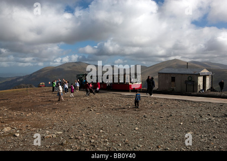 Ferrovia di montagna tracce su Snowdon/yr Wyddfa. Stazione Clogwyn. Parco Nazionale di Snowdonia. Il Galles. Europa Foto Stock