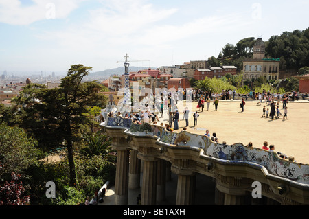 Antoni Gaudis Parc Güell a Barcellona Spagna Foto Stock