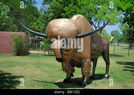 Bison sul display al di fuori del Museo delle Grandi Pianure, Lawton, Oklahoma Foto Stock