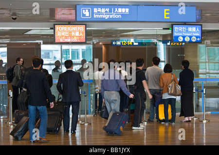 Sportelli immigrazione presso la funzione ICN dall'Aeroporto di Incheon a Seoul COREA DEL SUD Foto Stock