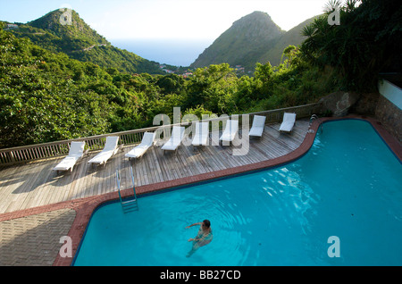 Saba vista dalla regina s Garden Resort Foto Stock