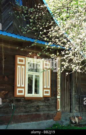 Decorate in windows Soce village, Polonia Foto Stock