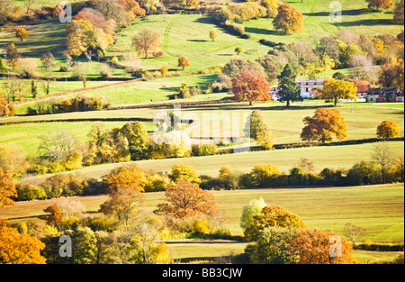 Autunno vista su tutta la campagna di Cotswold nel Gloucestershire England Regno Unito Foto Stock