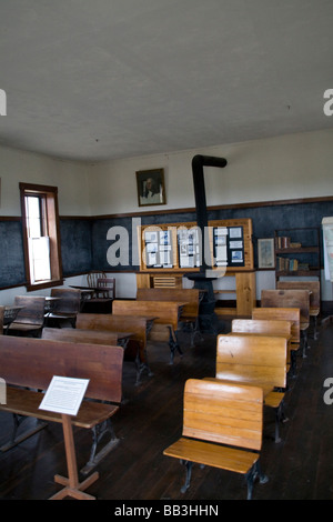 Stati Uniti, Kansas. Un aula in the schoolhouse sul Tallgrass Prairie National Preserve. Foto Stock