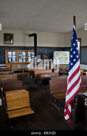 Stati Uniti, Kansas. Un aula in the schoolhouse sul Tallgrass Prairie National Preserve. Foto Stock