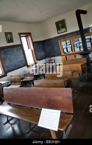 Stati Uniti, Kansas. Un aula in the schoolhouse sul Tallgrass Prairie National Preserve. Foto Stock