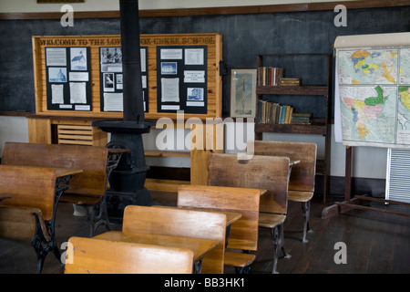 Stati Uniti, Kansas. Un aula in the schoolhouse sul Tallgrass Prairie National Preserve. Foto Stock