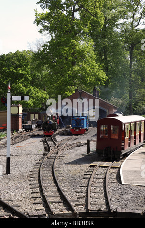 Ferrovia a vapore a scartamento ridotto un'attrazione a Longleat, Warminster, Inghilterra, Regno Unito Foto Stock