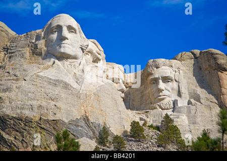 Stati Uniti d'America, Sud Dakota. Close-up di Mount Rushmore National Memorial nelle ore diurne. Foto Stock