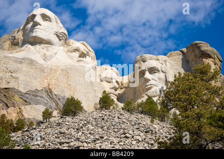 Stati Uniti d'America, Sud Dakota. Close-up di Mount Rushmore National Memorial nelle ore diurne. Foto Stock