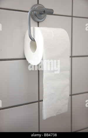 Rotolo di carta igienica in un bagno in camera Foto Stock