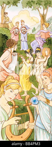 In antica mitologia greca e romana le muse erano nove dee sorella che ha ispirato le persone nel campo delle arti e delle scienze. Foto Stock