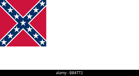 Storica bandiera degli Stati Uniti d'America. Il banner in acciaio inossidabile, la seconda bandiera degli Stati Confederati d'America, può