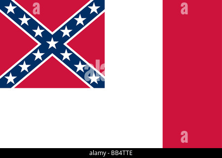 Storica bandiera degli Stati Uniti d'America. Una barra rossa è stato aggiunto ai Confederati bandiera nazionale il 4 marzo 1865, in modo tale che Foto Stock