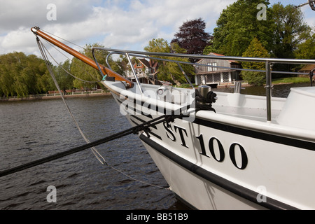 Inghilterra Berkshire Cookham barca ormeggiata sul Fiume Tamigi Foto Stock