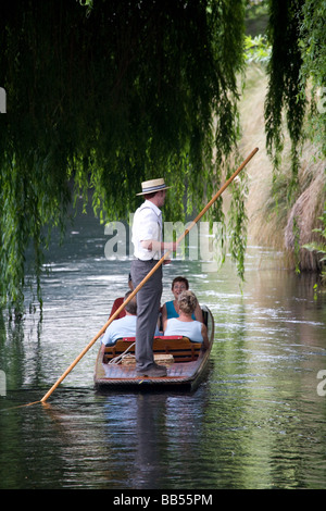 Punting sul fiume Avon a Christchurch Nuova Zelanda Foto Stock