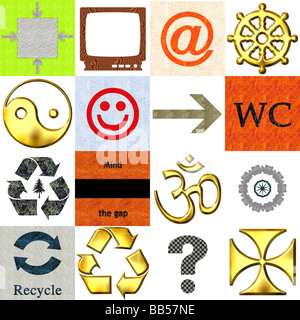 Set di 16 varie icone Foto Stock