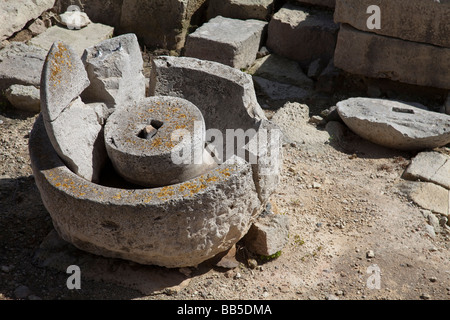 Roman olio d'oliva premere a San arpione Milqi, Malta. Foto Stock