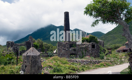 Rimane del New River Walk di cocco zucchero immobiliare impianto di trasformazione Nevis isola dei Caraibi Foto Stock