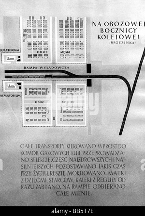 Geografia / viaggio, Polonia, Oswiecim, Memoriale del campo Di Concentramento di Auschwitz, mappa, 1963, Foto Stock