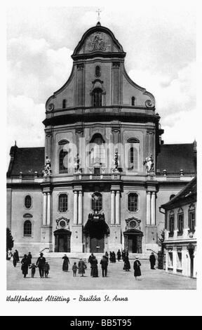 Geografia / viaggio, Germania, Altoetting, Basilica di Sant'Anna, vista esterna, cartolina, 1920s, , Foto Stock