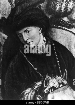 Eyck, Jan van, circa 1390 - 9.7.1441, artista olandese (pittore), particolare della Pala d'Altare di Gand, pannello sinistro, prima del 1432, Foto Stock