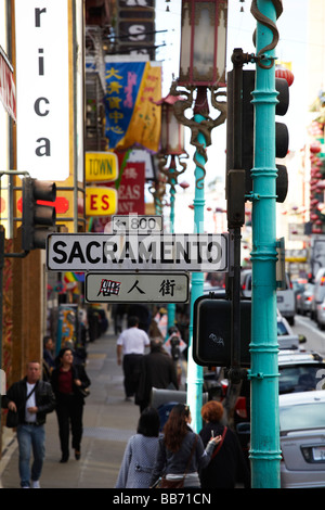 Sacramento Street, Chinatown di San Francisco Foto Stock