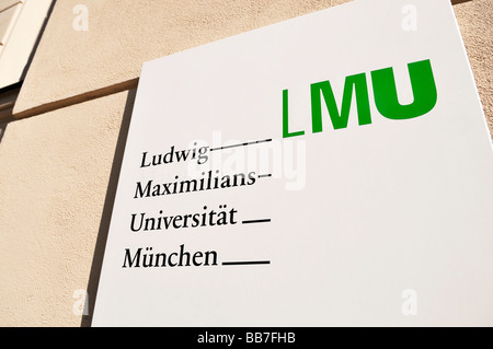 Segno, Ludwig-Maximilians-University di Monaco di Baviera, Germania, Europa Foto Stock