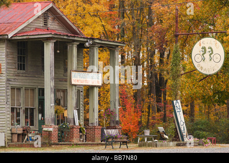 Due rane su una bici - un negozio di antiquariato nelle zone rurali a Hannover, Virginia fotografato in autunno. Foto Stock