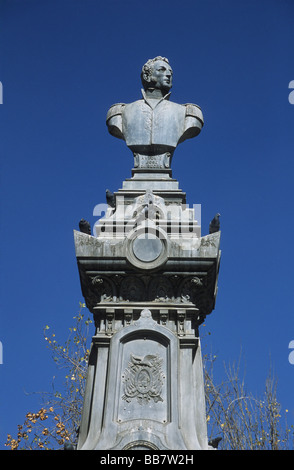 Statua del generale Antonio José de Sucre (uno dei fondatori della Bolivia e 2nd presidente), Plaza Sucre / San Pedro, la Paz, Bolivia Foto Stock