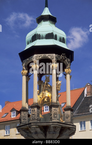 Magdeburger Reiter in Alter Markt a Magdeburgo Sassonia Anhalt Germania Foto Stock