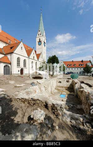 Scavi presso il St. Mang chiesa di Kempten, Allgaeu, Superiore Allgaeu, Svevia, Baviera, Germania, Europa Foto Stock