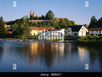 Ex monastero benedettino chiesa Maria Assunta sul fiume Regen, Reichenbach, Alto Palatinato, Baviera, Germania, Europa Foto Stock