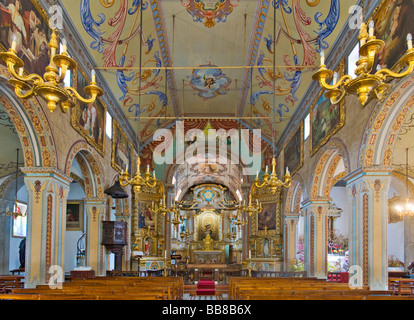 Interno della Chiesa di Sao Vicente, Madeira, Portogallo Foto Stock