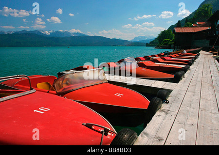 Noleggio barche, pedalò, il Lago Walchensee, Baviera, Germania Foto Stock