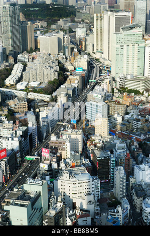 Vista sulla Tokyo dal ponte di osservazione di Roppongi Hills, Tokyo, Giappone Foto Stock
