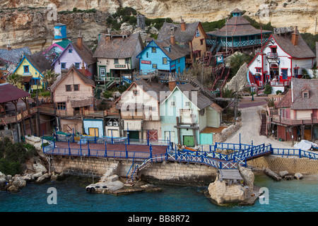 Popeye Village in Anchor Bay, film scenario per il film Popeye da Robert Altmann, Melliaha, Malta, Europa Foto Stock