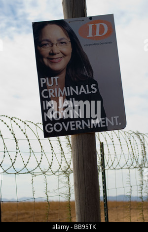 Una campagna elettorale poster per i democratici indipendenti che attacca Jacob Zuma e le ANC nella Western Cape, Sud Africa. Foto Stock