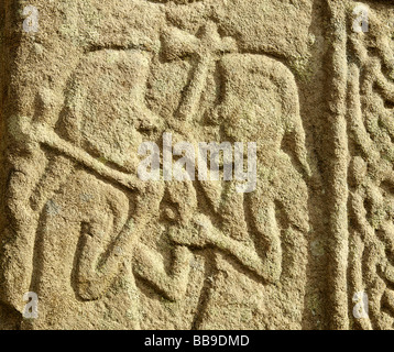 St Fergus Manse Cross Slab. La pietra pitta Manse in piedi Glamis Angus Scozia OMERO SYKES Foto Stock