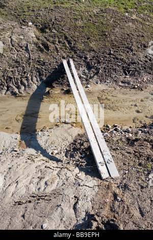 Due tavole di attraversare un fosso Foto Stock