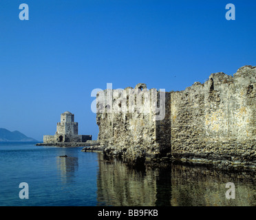 Torre ottagonale di bourtzi fortezza di methoni città di methoni regione del Peloponneso grecia Foto Stock