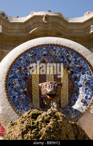 Lizard Fontana nel parco Guell Barcellona Spagna Foto Stock