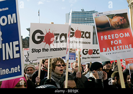 La protesta di gaza birmingham nel 2009 protestare circa israels invasione di Gaza nel novembre 2008 Foto Stock